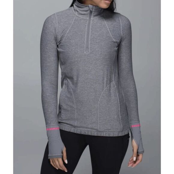 LULULEMON ATHLETICA Pace Pusher 1/2 Zip in Heathered Slate/Slate Size 8 - Picture 1 of 6